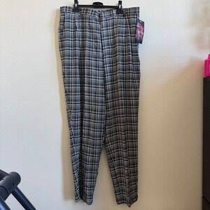 AMI‎ Montego Plaid Trousers Black Vanilla Checkered Tapered Pants 211-2130 38L